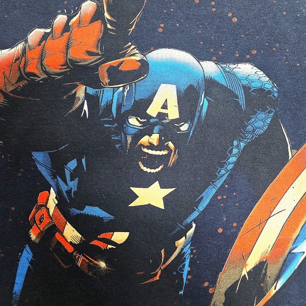 Marvel Captain America Graphic T Shirt Men's Size L‎ Navy Blue Graphic Tee